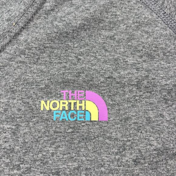 The North Face Women's XL XLARGE Flash Dry Short Sleeve V-Neck Gray W/Front Logo - Picture 5 of 16